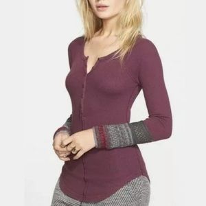 Free People Ski Lodge Cuff Thermal in Violet Combo
